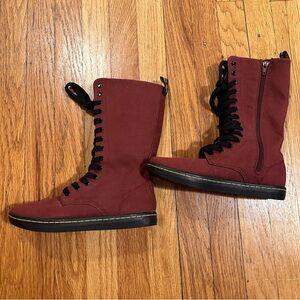 Dr.Martens Women’s Battersea Lace Cherry Red Combat Boots Size 6 NWOT
